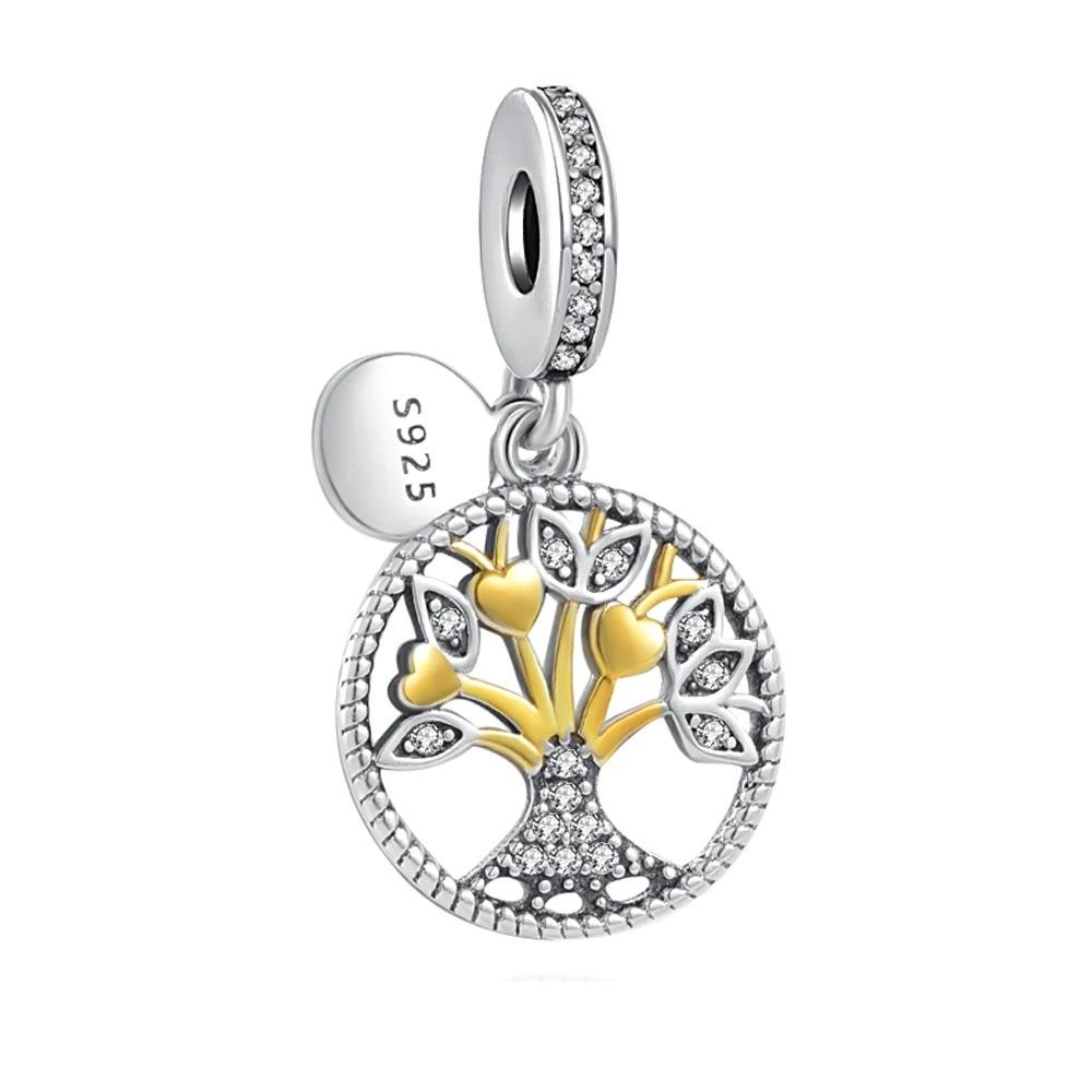 925 Silver Charm Family Tree Sunflower House Pendant DIY Bracelet Jewelry Gift for Women Fashion Trendy