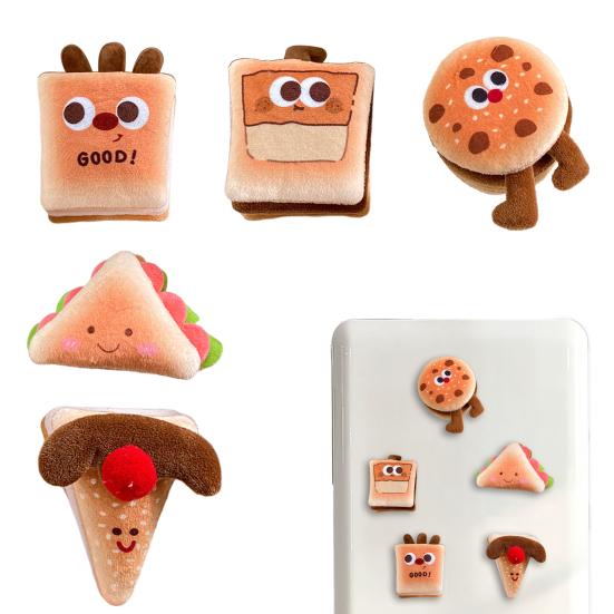 Plys Tegneserie Mad Køleskabsmagnet Fyldt Brød Pizza Sandwich Mælkete Kiks Køleskabsmagnet Hjemmekontor Dekorative