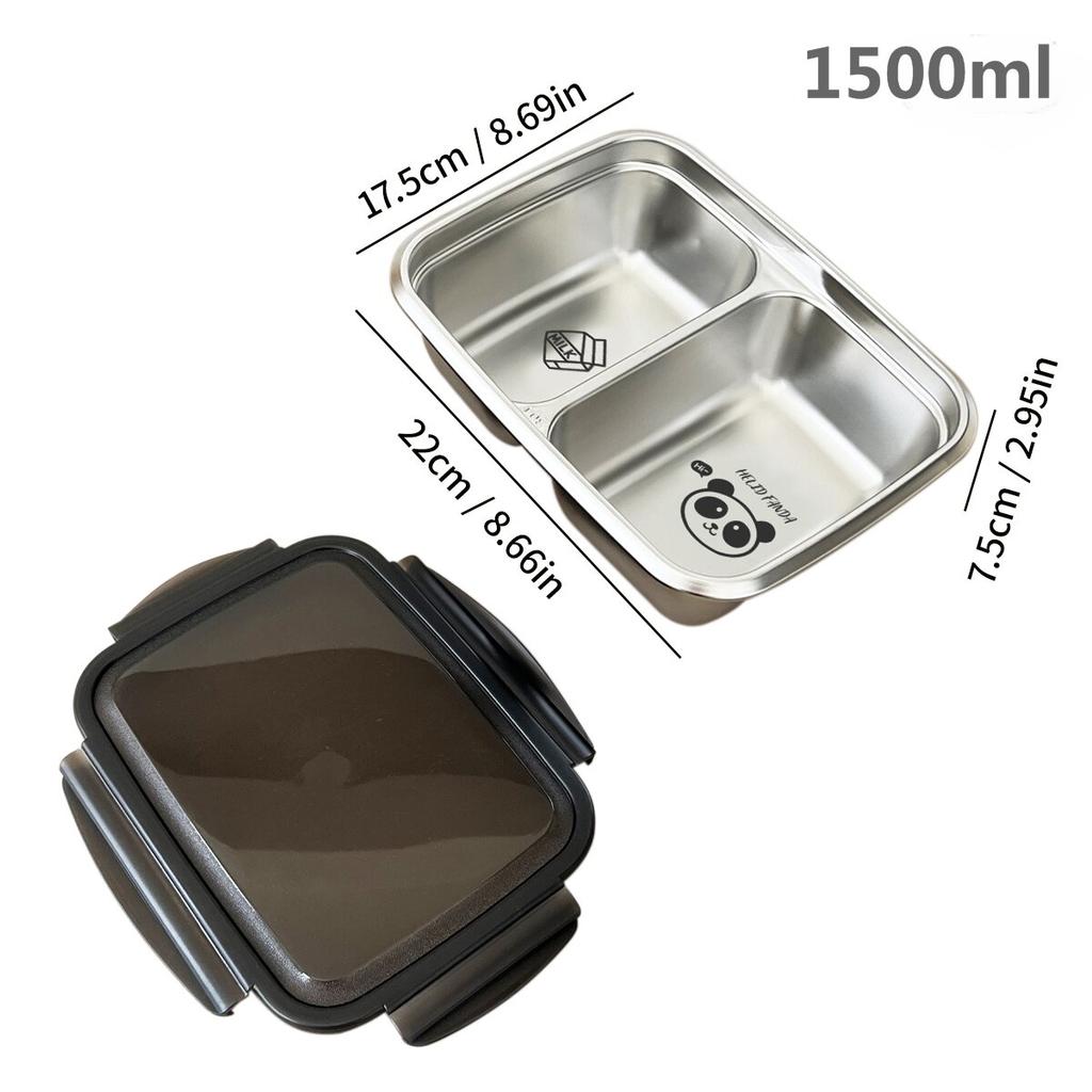 WORTHBUY 304 Stainless Steel Divided Bento Lunch Box Portable Leak-proof Food Container With Compartments For Students Adult