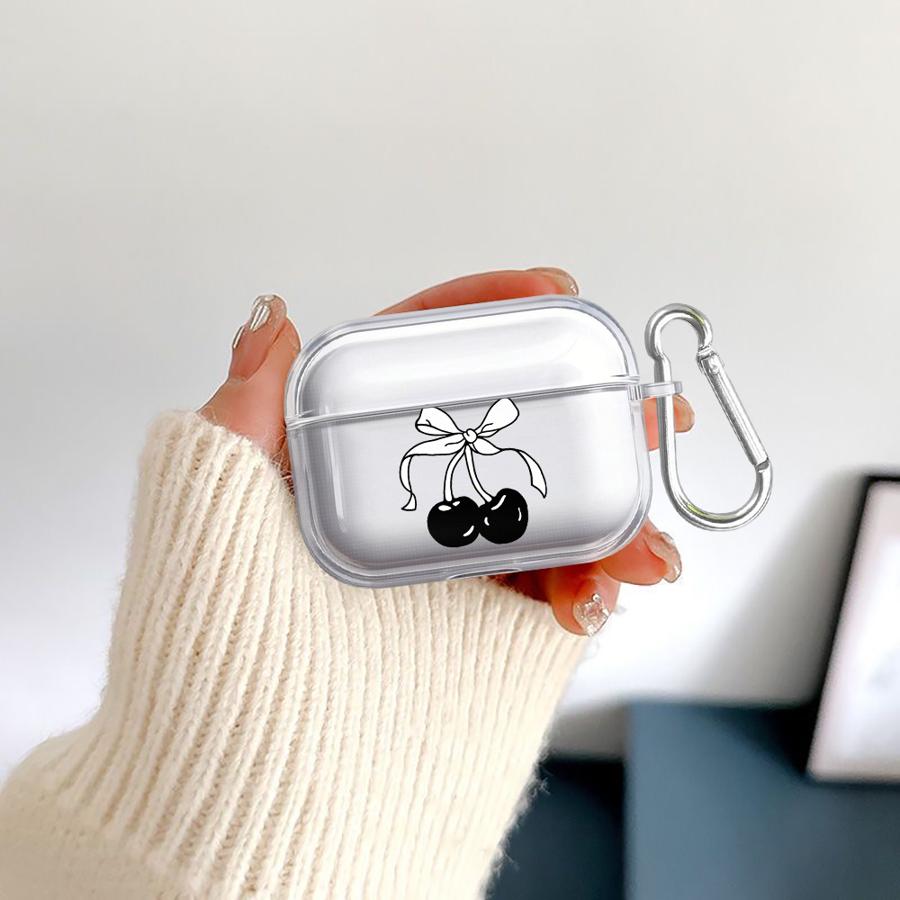 Case For Airpods Pro2 Pro 4 2 Pro3 1 3 Clear Earphone Cases Cover Cherry Bow Pattern Airpods 4