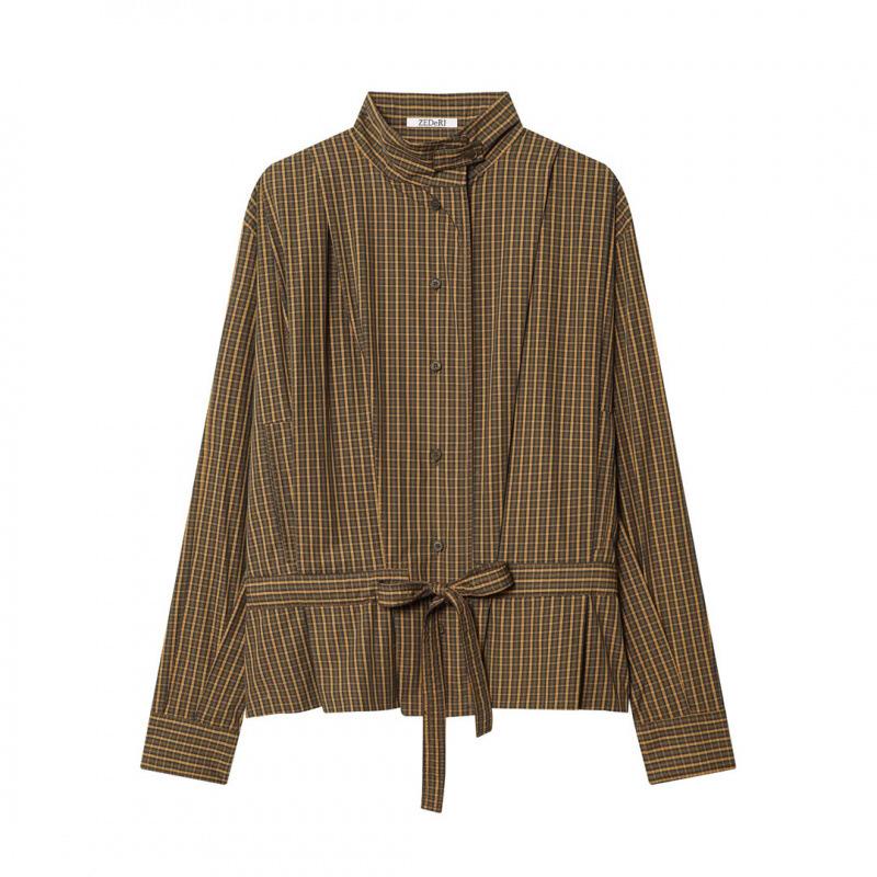 European & American Style Plaid Shirt with Bow Detail - 2026 New Fashion Style