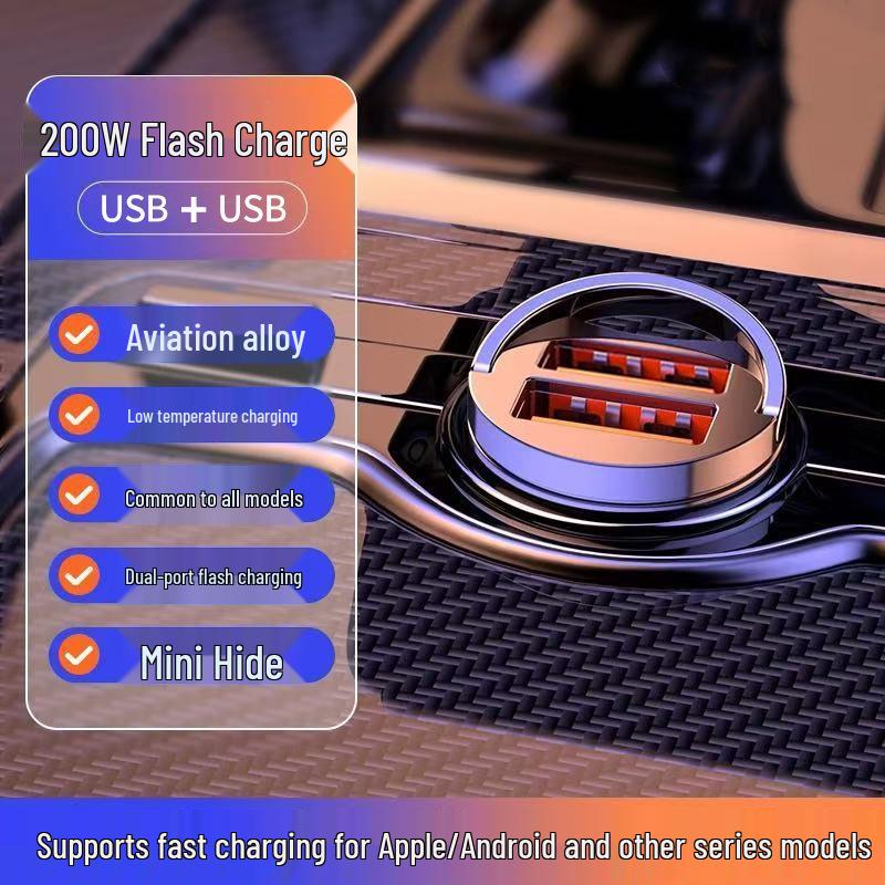 Super Fast Car Charger with 16-Port Cigarette Lighter Adapter for Huawei, Xiaomi, and Apple Devices