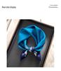 Luxurious Blue Mulberry Silk Scarf - Small Square, Perfect for Spring & Autumn, Ideal High-End Gift