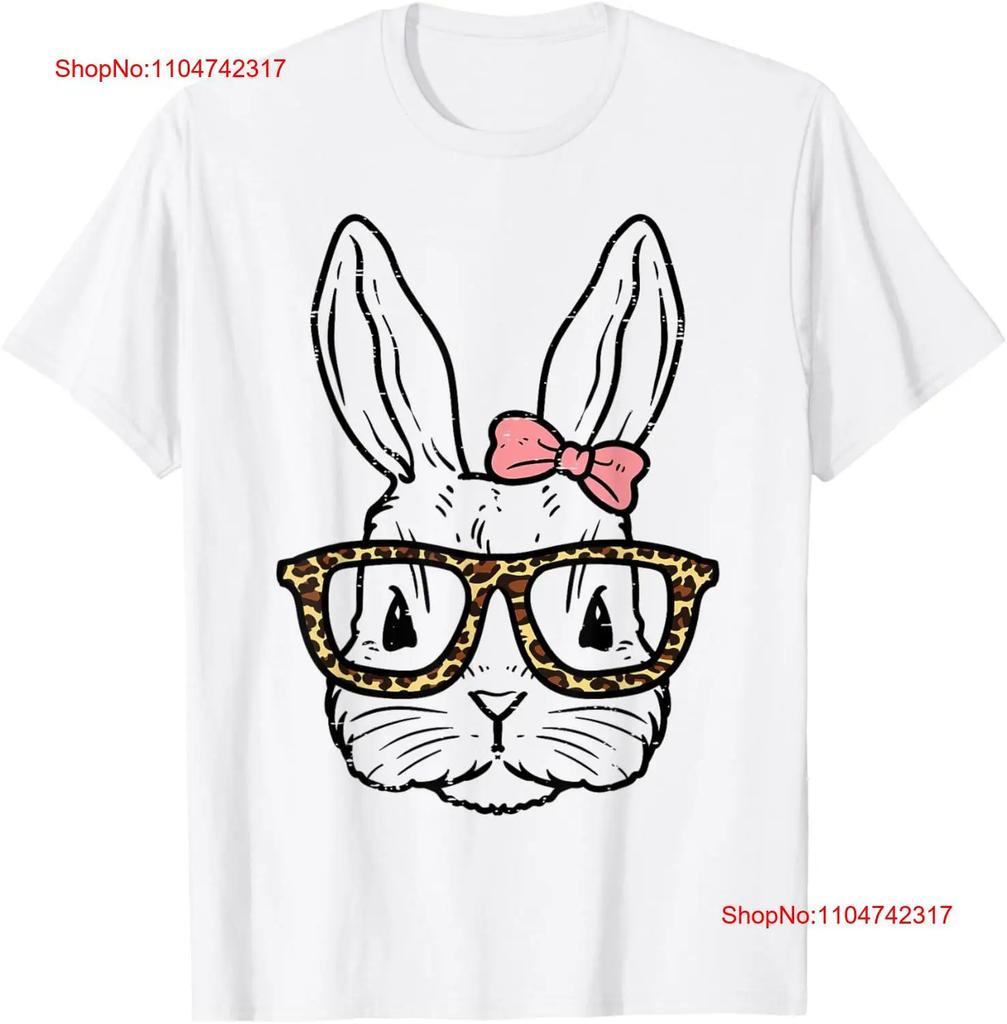 Rabbit Bunny Wearing Leopard Glasses Cute Easter Girls Women T Shirt vintage Washed Top For Everyday Wear homme Soft