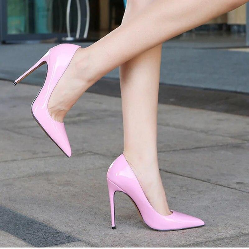 Damen Stiletto-Schuhe mit spitzer Zehenpartie, sexy Catwalk-Bankett, 12 cm Absatz WZ