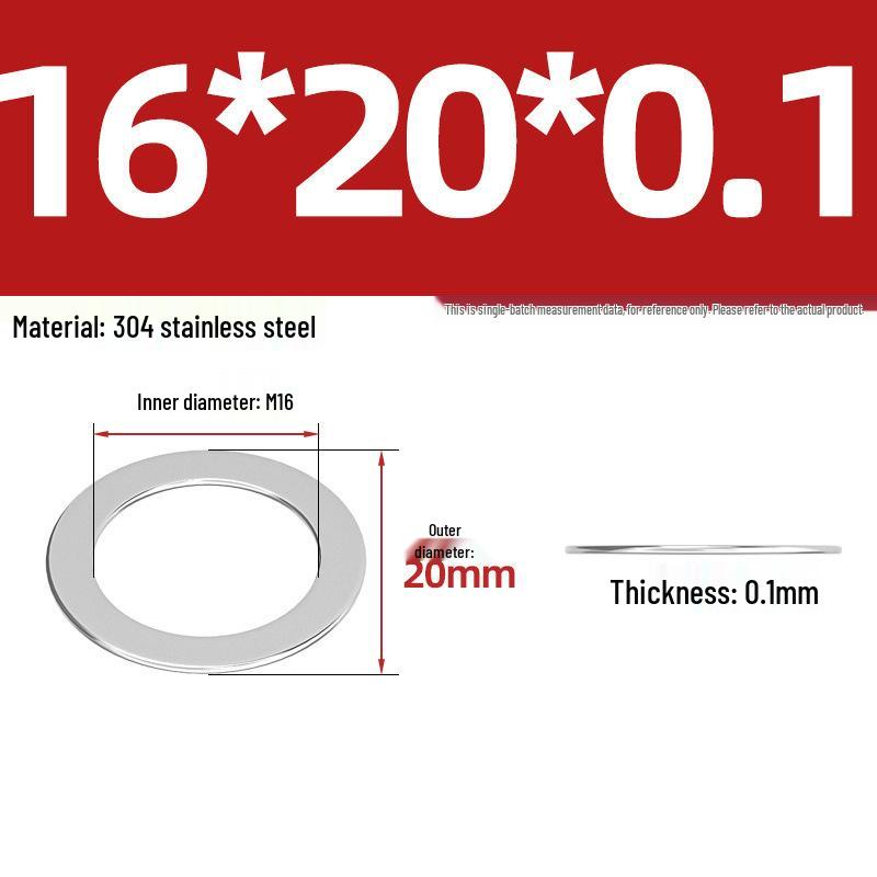 304 Stainless Steel Ultra-Thin Flat Washers - Available in Thickness: 0.1mm, 0.2mm, 0.3mm, 0.5mm