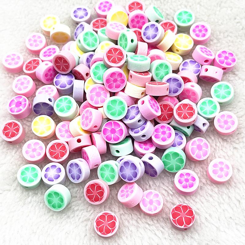 30pcs 10mm Heart Shape Fruit Beads Polymer Clay Beads Spacer Loose Beads for Jewelry Making DIY Bracelet Earring