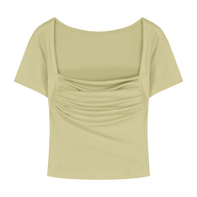 

Острая Девушка Красная Трикотажная Футболка с Драпировкой и Эффектом Похудения, Женский Летний Топ с Квадратным Вырезом и Короткими Рукавами, с Поролоновыми Чашками One Size (Recommended for 75-120 jin) зелёный