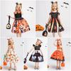 Silky And High Quality Halloween Costume Dress With Pumpkin Bag For Children