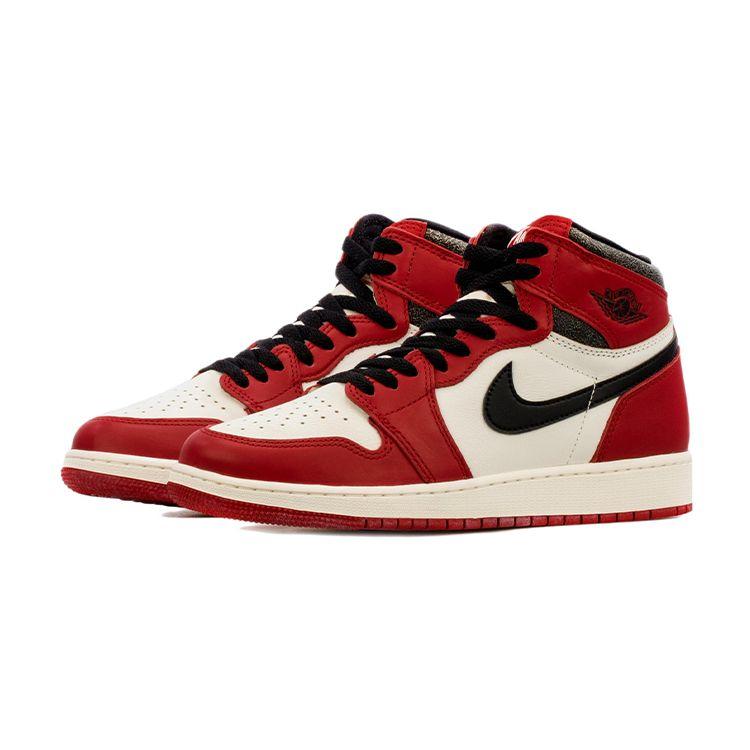 Air Jordan 1 Retro High OG GS Chicago Lost & Found Kids Sneakers Red Varsity-Red Black FD1437-612