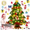 Felt Christmas Tree With Christmas Ornaments 32 Pcs Velcro For Children + Led