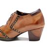 Johnature Echtes Leder Damen Pumps Handbemalt Vintage Karree Niete Schnürung Dicker Absatz High Heels Schuhe