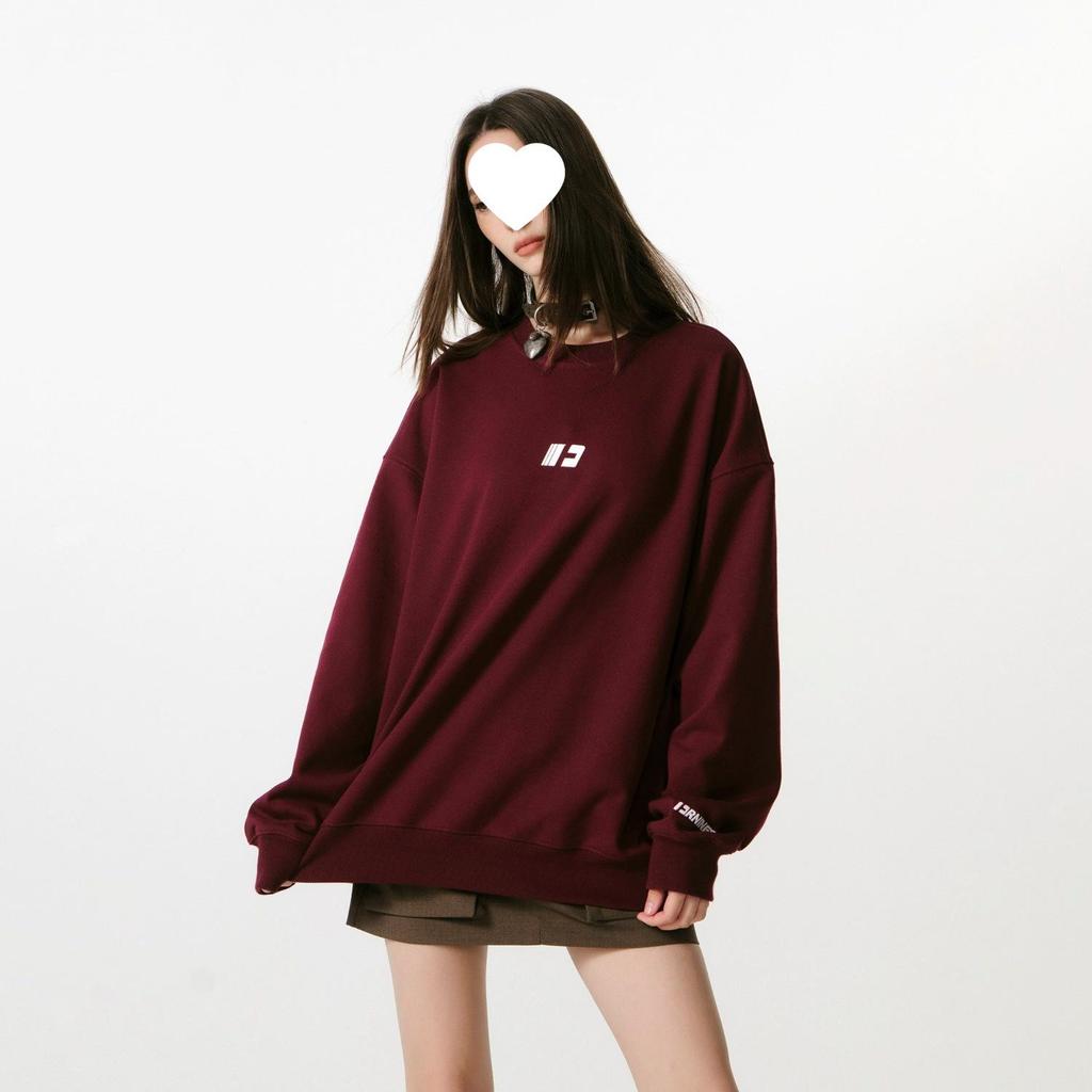 Unisex Embroidered Round Neck Heavyweight Cotton T-shirt - Korean Style, Long Sleeve, Trendy Spring/Autumn Casual Wear