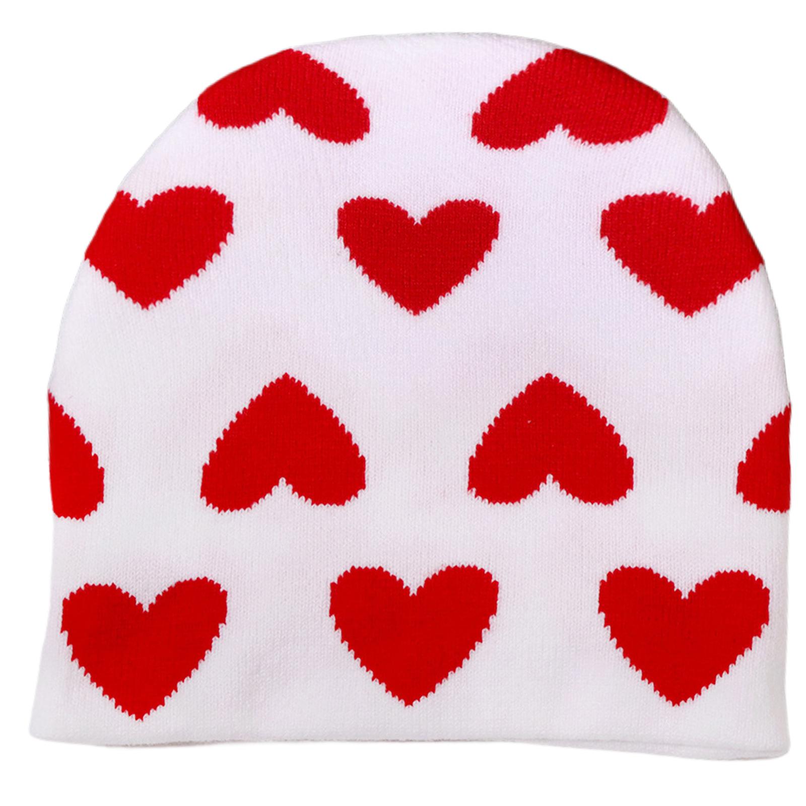 

Windproof Elastic Beanies Knitted Hat with Heart Pattern for Adult Keep Ear Warm Hat Cold Weather Skiing Cycling Supply