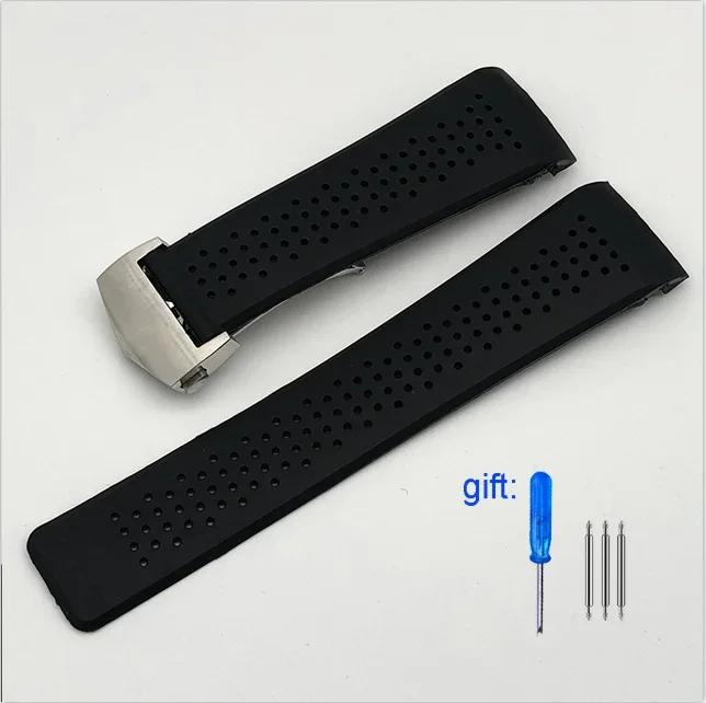 Classic Natural Rubber Watchband For TAG HEUER GRAND CARRERA Wristband Waterproof Sport Strap 22mm 24mm Soft Silicone Watch Bracelet
