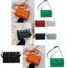 Stylish Pu Leather Women Shoulder Bag Plaid Woven Square Hand Chain Bag Gift