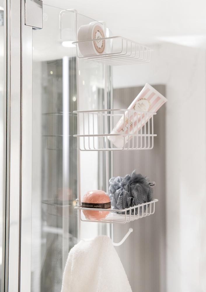 AWD INTERIOR 1479 shower shelf, white, hung, painted steel
