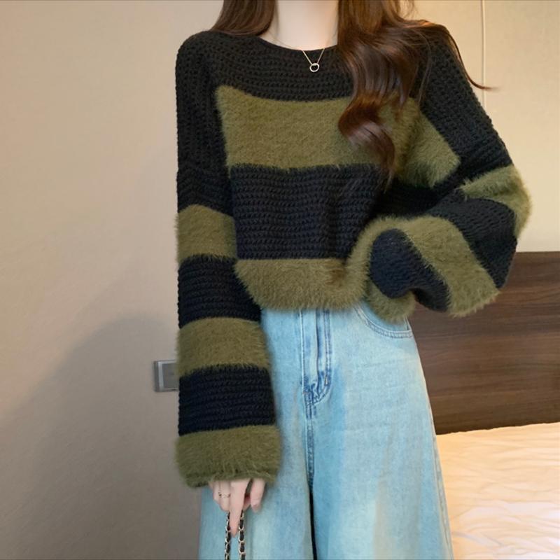 

2023 Женский свитер из норкового велюра петит с высокой талией – Осенне-зимний вязаный базовый топ L