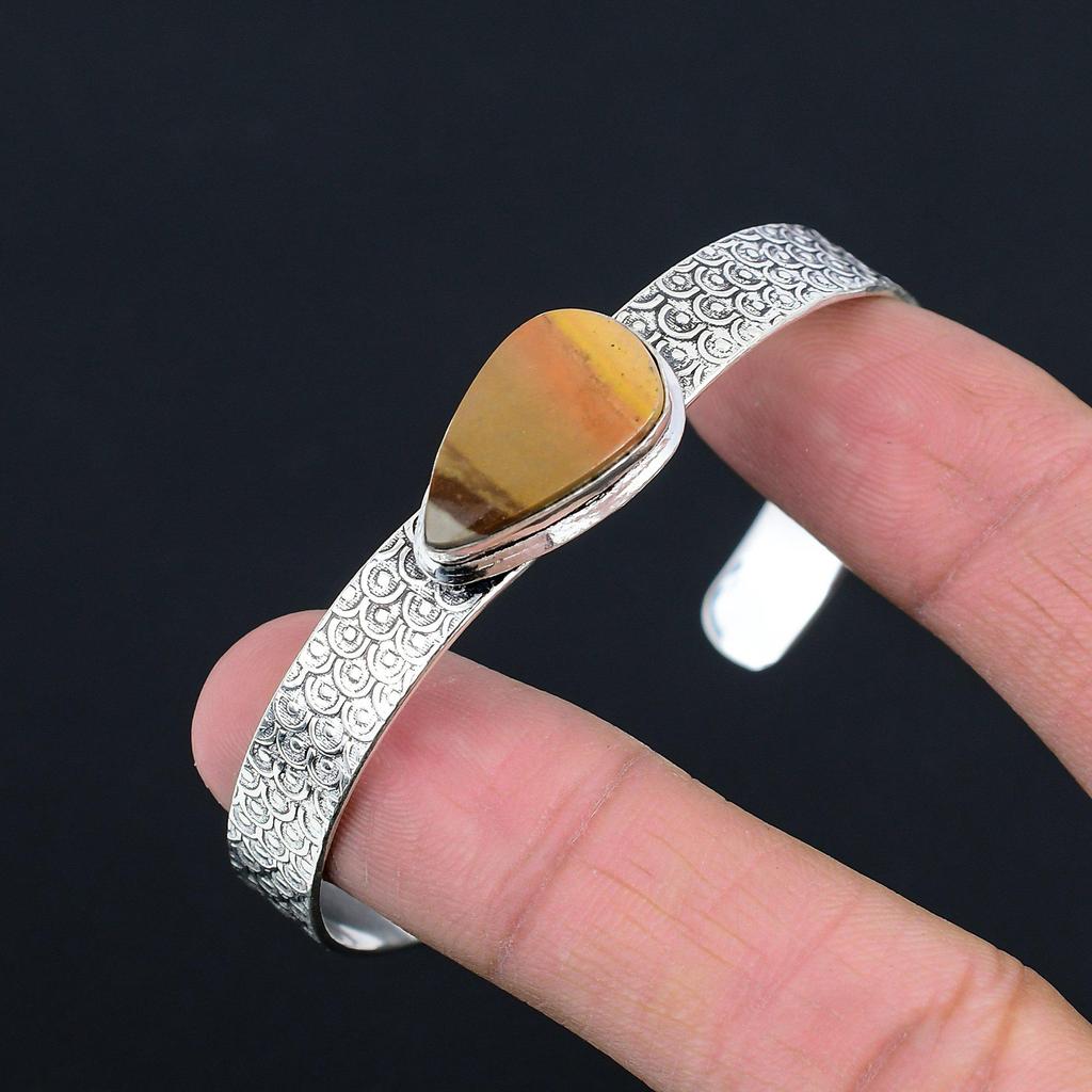 Mothers Day Sale 925 Sterling Silver Landscape Jasper Gemstone Daughter Bangle