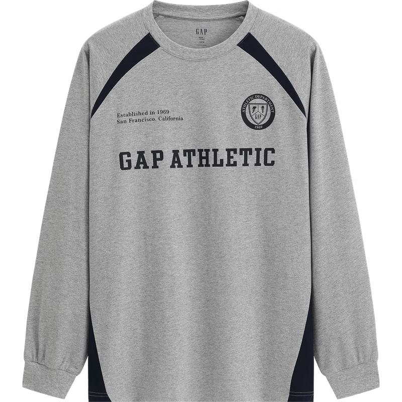 GAP Unisex 2026 Spring Logo Cotton Crew Neck Long Sleeve T-Shirt 3XL