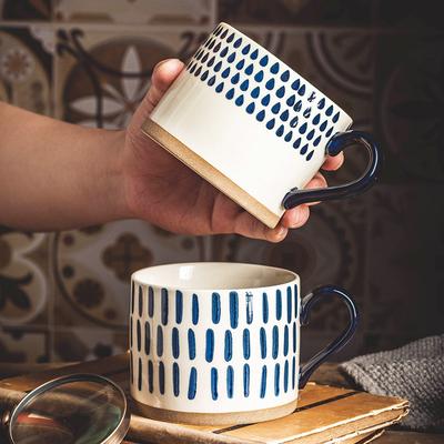 Coppia Tazza Giapponese in Ceramica per Acqua Caffè Latte Tazza Mug Domestica Grande Capacità Coppia di Gres Pitturata a Mano