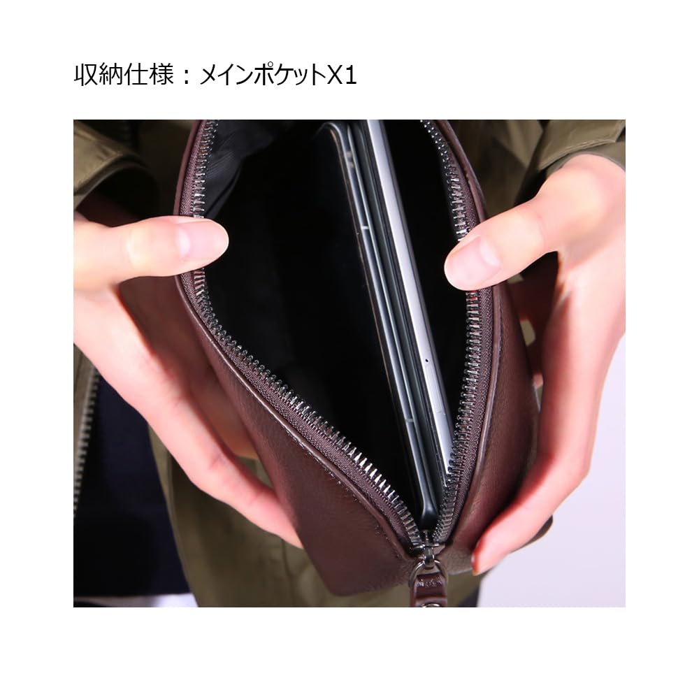 Skinn Mini Second Bag Veske Clutchveske Liten Tykt Skinn Håndstropp Håndveske Bryllupsveske Formell Business Seremoniell Veske Svart Brun [Whatna] 2-veis