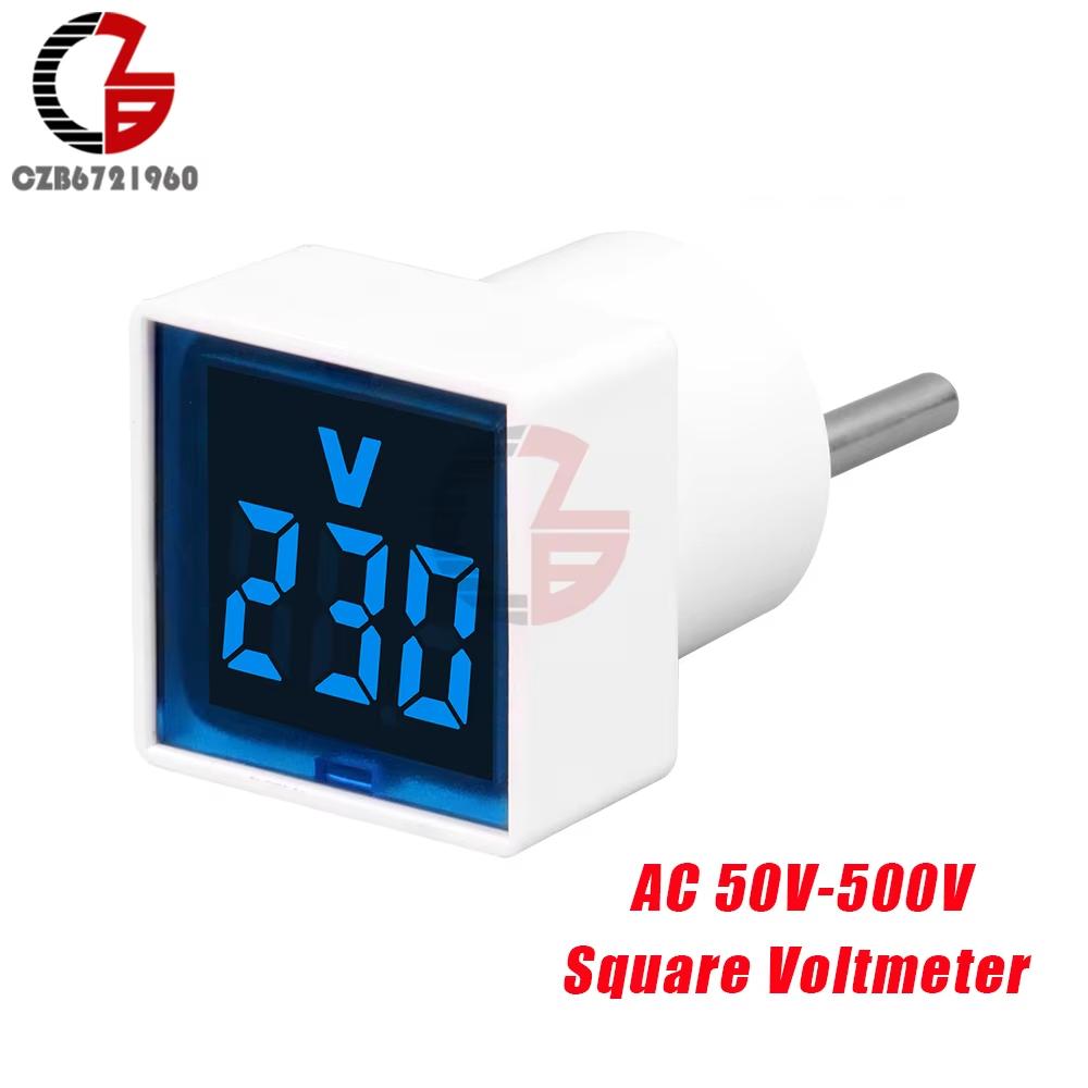 LED Digital Voltmeter Voltage Meter Tester Monitor Car Motorcycle Volt Tester EU Plug Voltmeter Voltage Measurement AC 50-500V