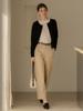 MOMET Blond Cotton Straight Pants Beige