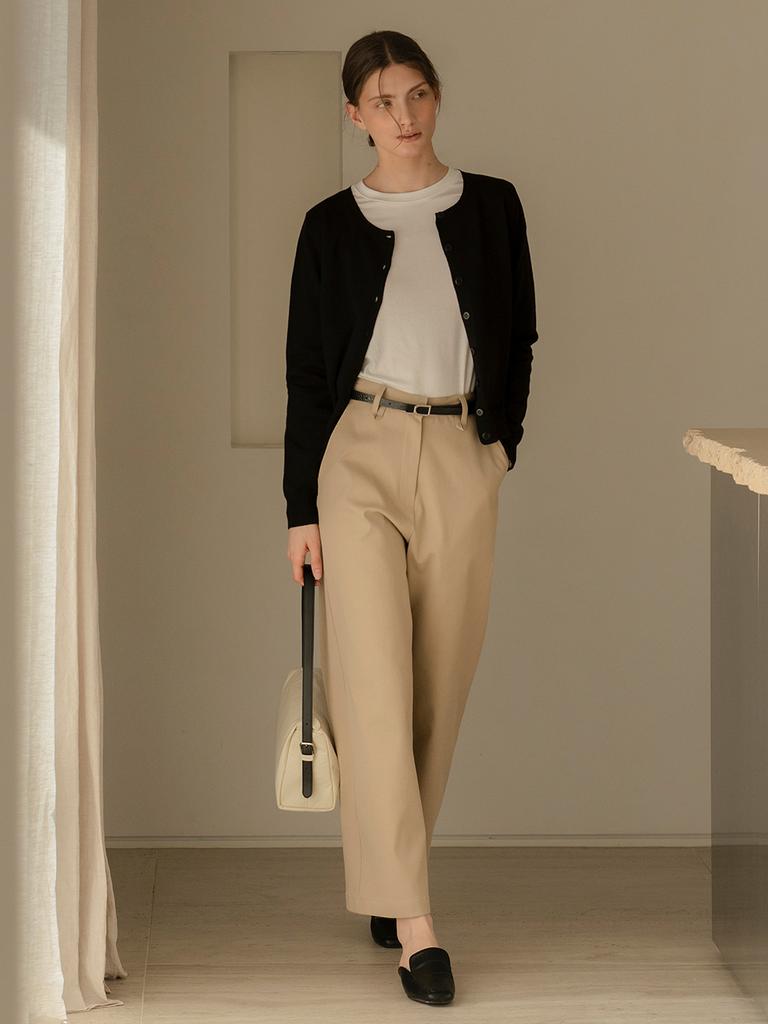 MOMET Blond Cotton Straight Pants Beige