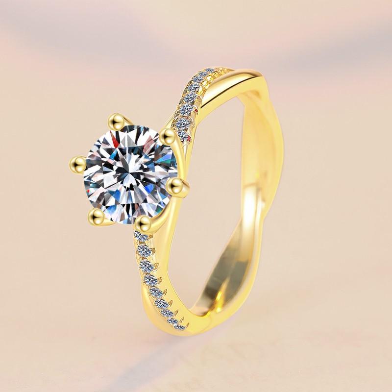 Anello Classico Semplice in Oro 18k a Forma di Occhio di Cavallo con Diamante Moissanite da 1ct per Donna Regalo Gioielli Preziosi per Matrimonio