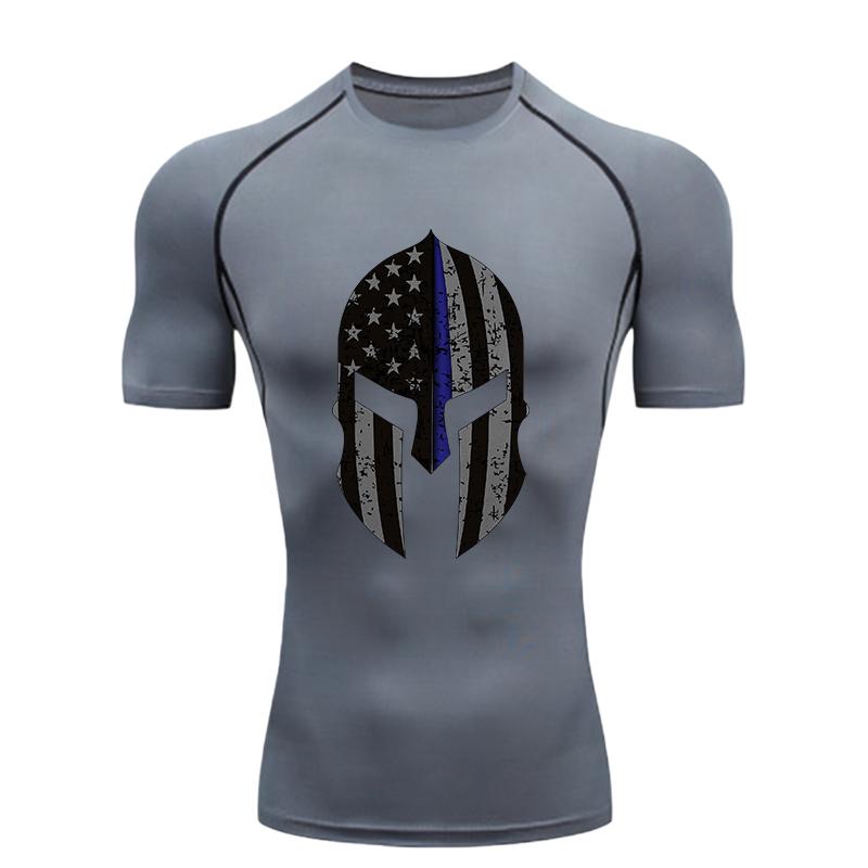 Spartan Helmet Pattern 2026 Men's Sports T-shirt Training Fitness Compression Short Sleeve Rashguard for Men