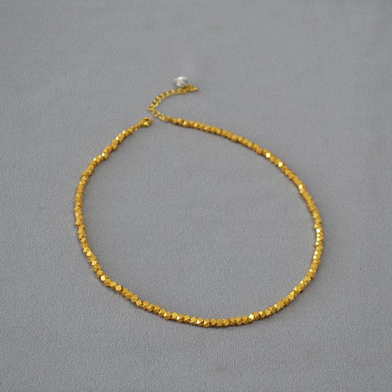 

Japanese & Korean Retro Irregular Faceted Beads Necklace - Silver & Gold-Plated