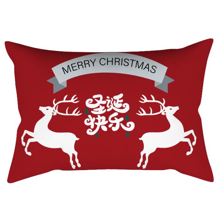 Weihnachten Bedruckter Pfirsich Samt Taillenkissenbezug Weihnachtsmann Schneeflocke Heimdeko Feiertags-Kissenbezug Dekokissen