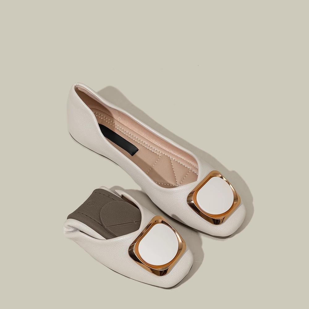 Doudou Shoes 2025 New Female Soft-soled Comfortable Lazy Shallow Mouth Flat-soled Single Shoes Retro Fairy Grandma Spring and Autumn