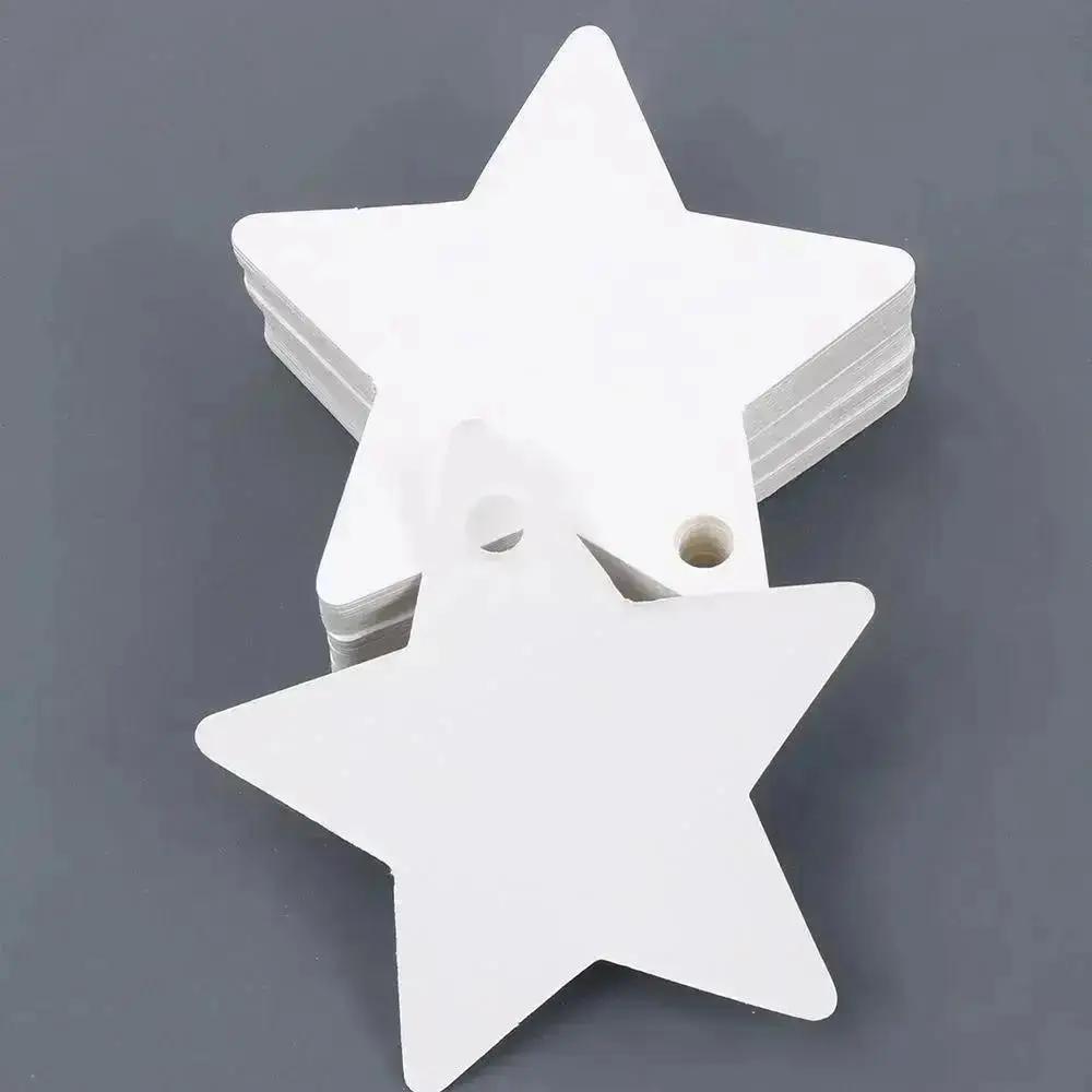 100 Pcs Five-pointed Star Christmas Wedding Label Party Gift Card Hanging Tags Christmas Ornaments Party Decorations Wholesale