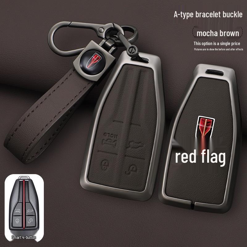 Echtes Leder Schlüsselanhänger für Hongqi H5, FAW HS5, HS7, H9 - High-End Schnallendesign