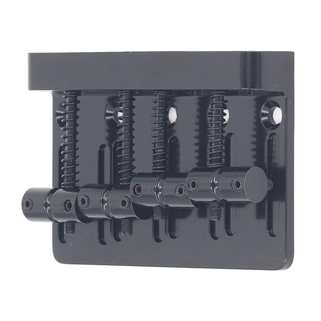 Electric Bass Bridge Tailpiece 4 String Fixed Saddle with Thickened Base Plate Hex Wrench Black