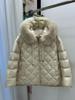 New diamond short fur collar hooded down jacket women's clothing winter thin European high-end warm jacket