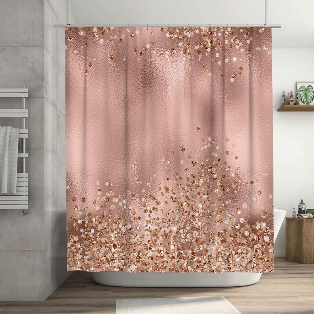 Glänzend Pink Glitzernder Duschvorhang Goldfoliengeprägt Badezimmerdekoration Dekorationen Für Badezimmerzubehör Hochzeitsfeier Fuchsie