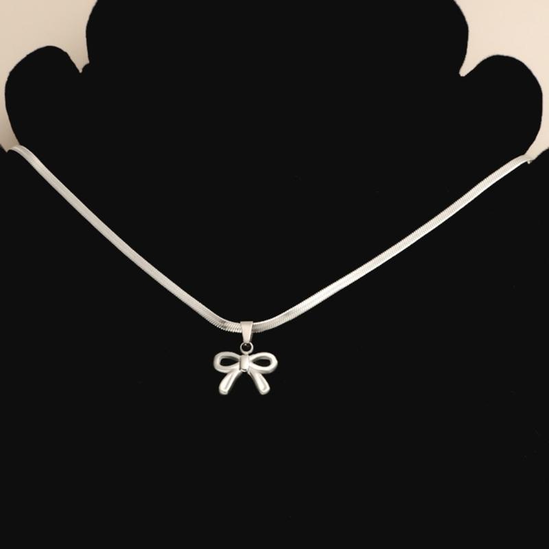 Geometry Bowknot Pendant Necklace Sweet Cool Clavicle Chain Necklace Jewelry