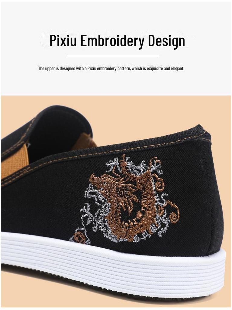 Men’s Spring Chinese Style Embroidered Cloth Shoes - Soft, Breathable Canvas with Comfortable Sole