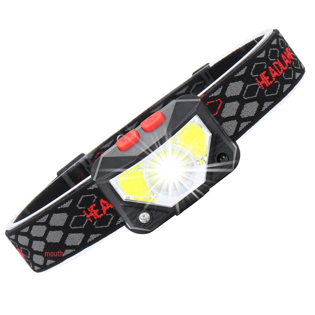 Waterproof USB Rechargeable LED Gesture-Sensing Headlamp with Red Light for Outdoor Night Fishing