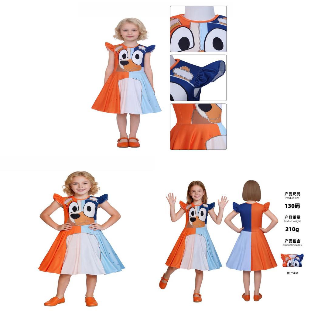 Bluey Girls Princess Dress With Printed Polyester For Childrens Party And Cosplay