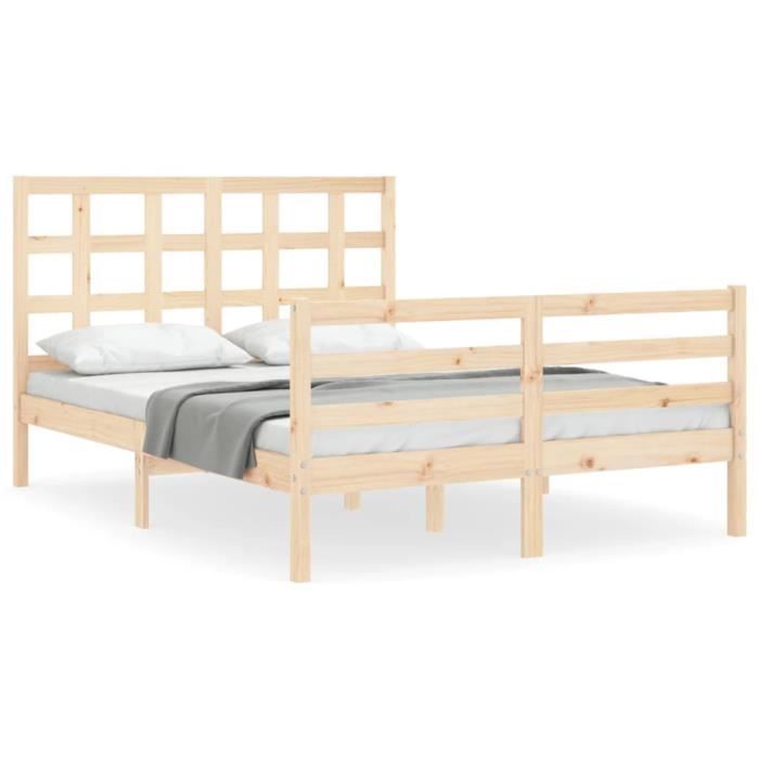 VidaXL Bed Frames with Headboard Small Double Solid Wood 3193956