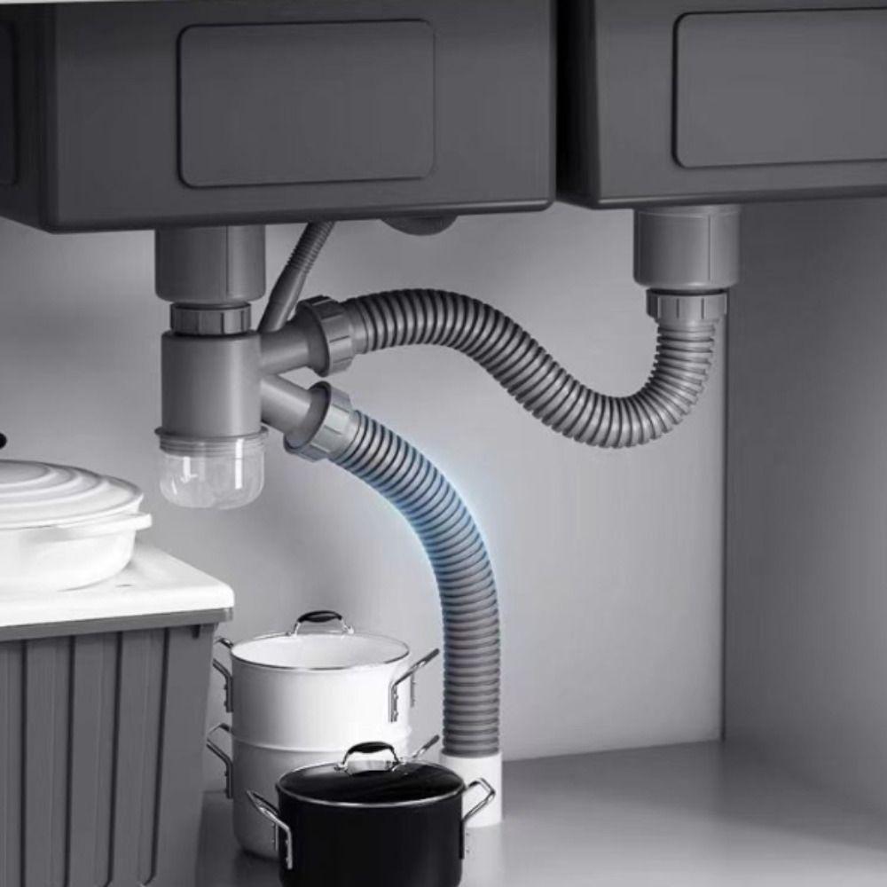 Anti-odor Double Sink Tube Stainless Steel Deodorizing Drain Pipe Kitchen Sink Drain  Dishwasher