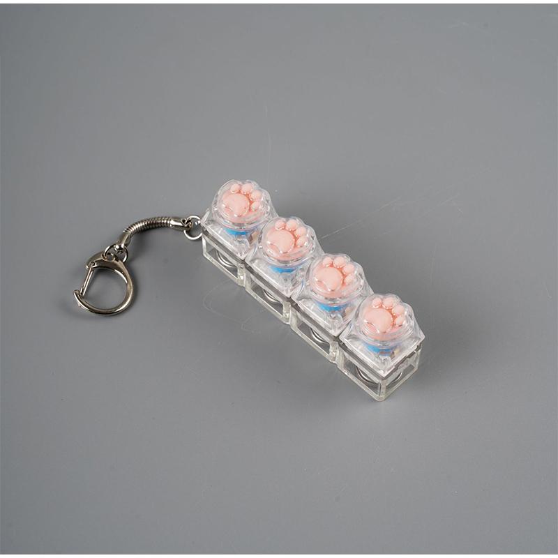 LED Light Cat Paw Keyboard Keychain Portable Stress Relief Fidget Toy Desktop Accessory for Office Decor Anti-Anxiety Small Gift