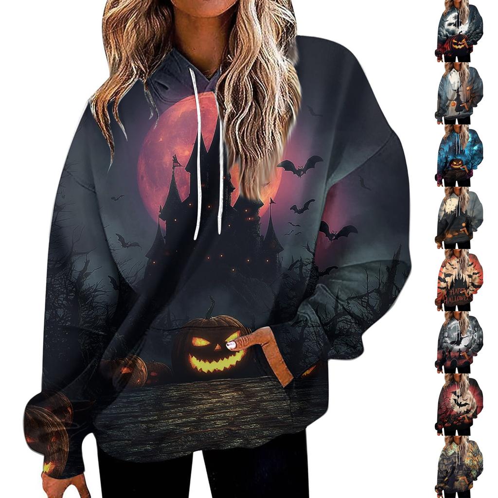 Dámská módní mikina s potiskem, ležérní mikina s kapucí a kapsami