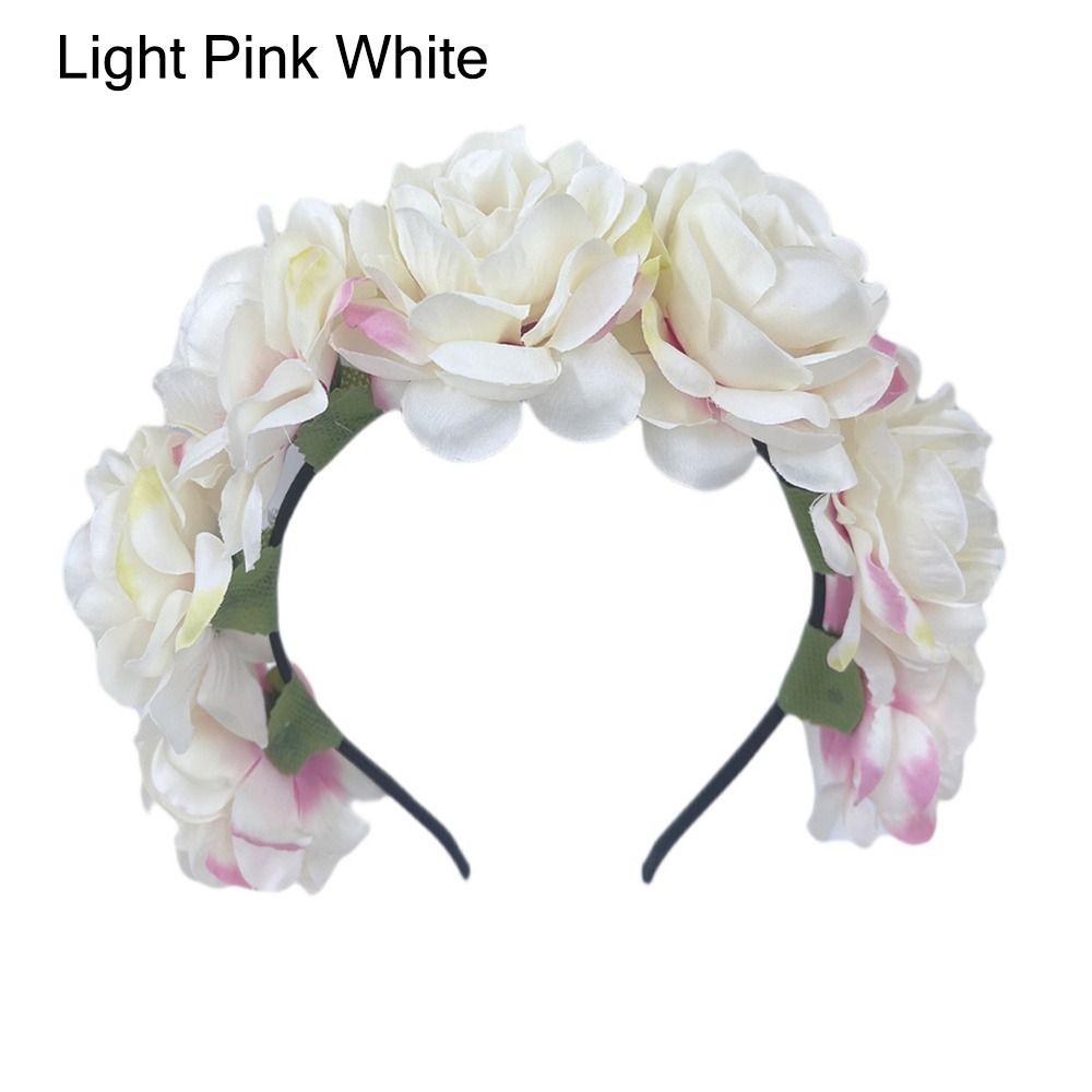 Wedding Festivals Floral Crown Hairband Bohemian Headwear Rose Flower Headpiece  for Women Girls