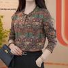 Plus Size Floral Print Long Sleeve Top for Middle-Aged & Elderly Women