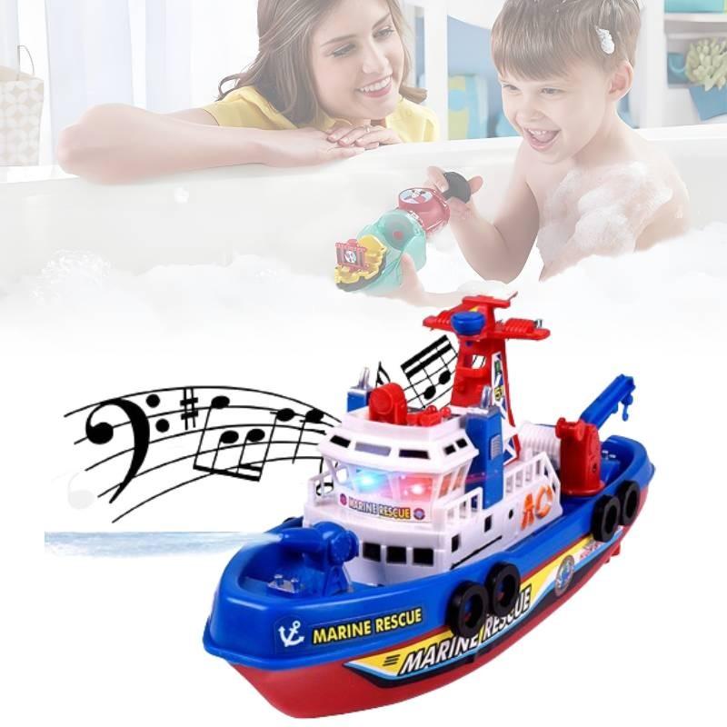 Colorful Electric Fireboat Toy For Kids With Water Spraying Music And Lights Features
